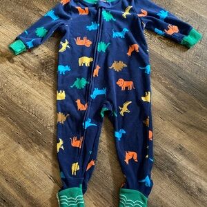 Blue and Green Footed Pajamas with Full-Body Coverage and Front Zipper